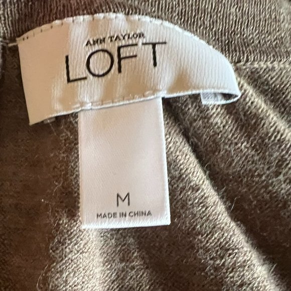 Loft Light Brown V-Neck Cardigan Sweater - Medium - 69% Wool - Picture 3 of 4